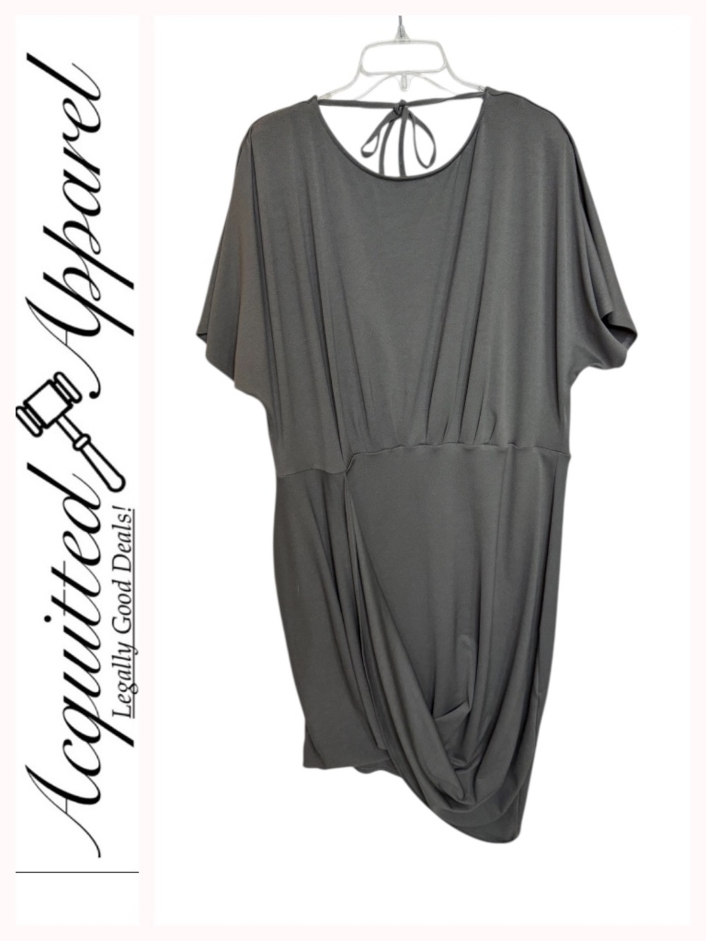 ASOS Asymmetrical Hem Tie-Front Draped Dolman Sleeves Low Cut V-Back Dress
